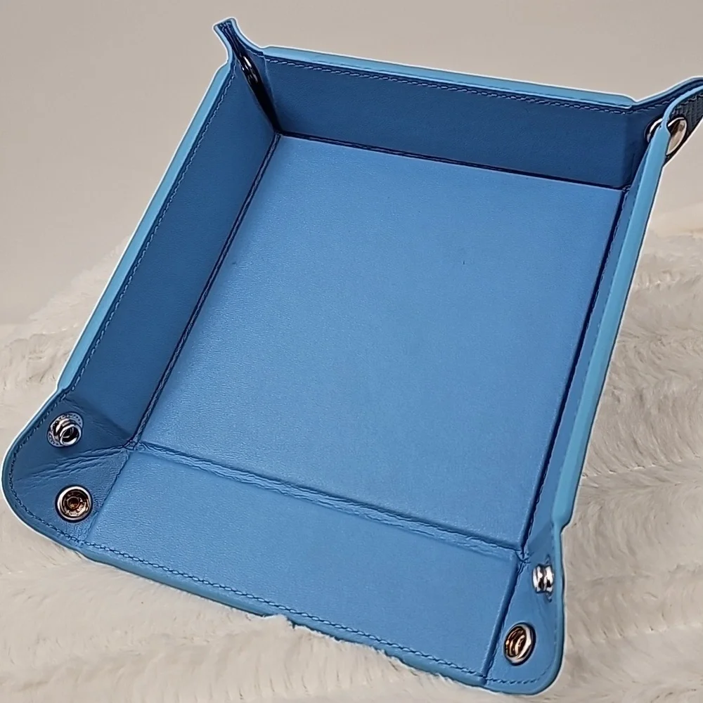 Faux Leather Jewelry Tray‎ Powder Blue Reptile Textured Foldable Organizer